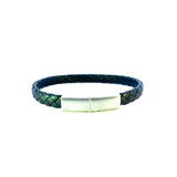 Spiritman Tribe wide woven calf leather cuff with stainless steel magnet clasp