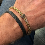 leather menswoven cuff - wide 6mm