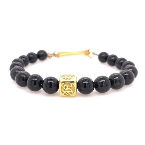 Integrity Bracelet in Black Jade, Gold