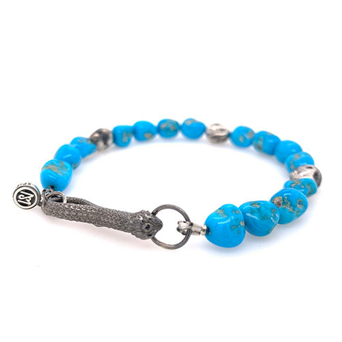 Nugget Bracelet in Turquoise, Silver.