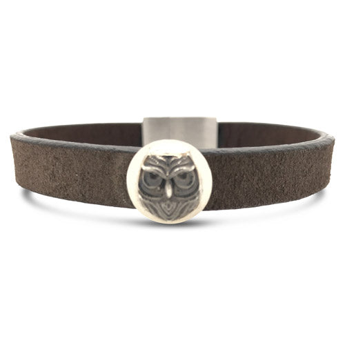 Owl Leather Cuff Brown