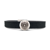 Owl Leather Cuff Black